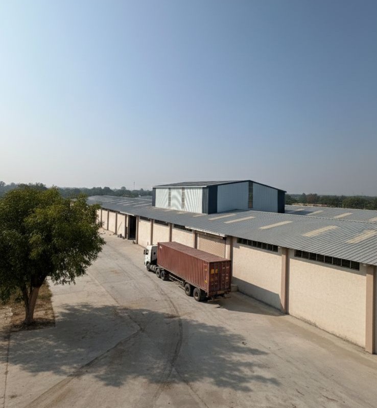 Bansi Agro factory exterior with container loading